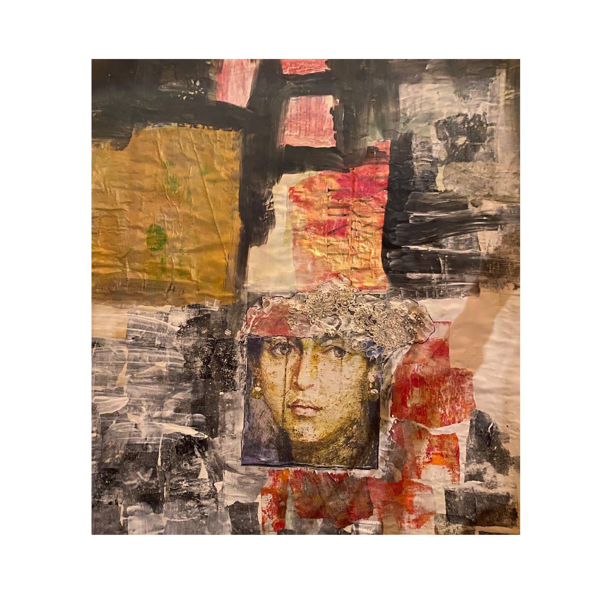  Cassia fine art print by contemporary artist Sara Palacios, featuring an elegant and expressive mixed-media portrait with exceptional narrative depth and detailed gallery textures. 