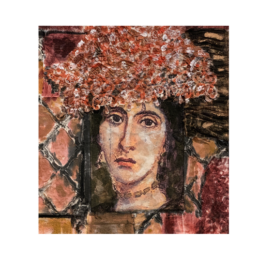 Lavina fine art print by contemporary artist Sara Palacios, featuring a soulful and evocative mixed-media portrait with deep narrative expression and rich gallery-level textures.