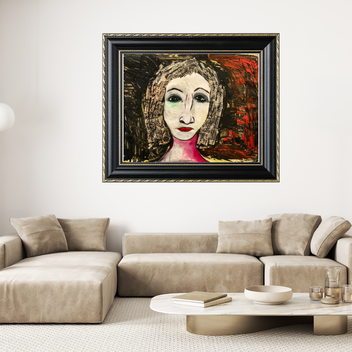 Regina fine art print by contemporary artist Sara Palacios, showcasing a majestic and expressive mixed-media portrait with intricate textures and profound narrative depth.